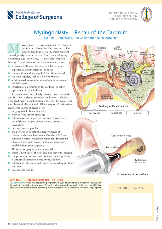 Myringoplasty - Repair of the Eardrum