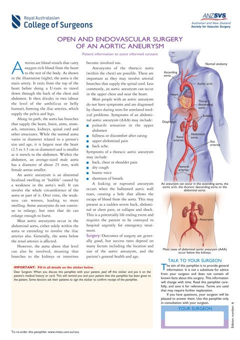 Open and Endovascular Surgery of an Aortic Aneurysm (formerly titled "Abdominal Aortic Aneurysm")