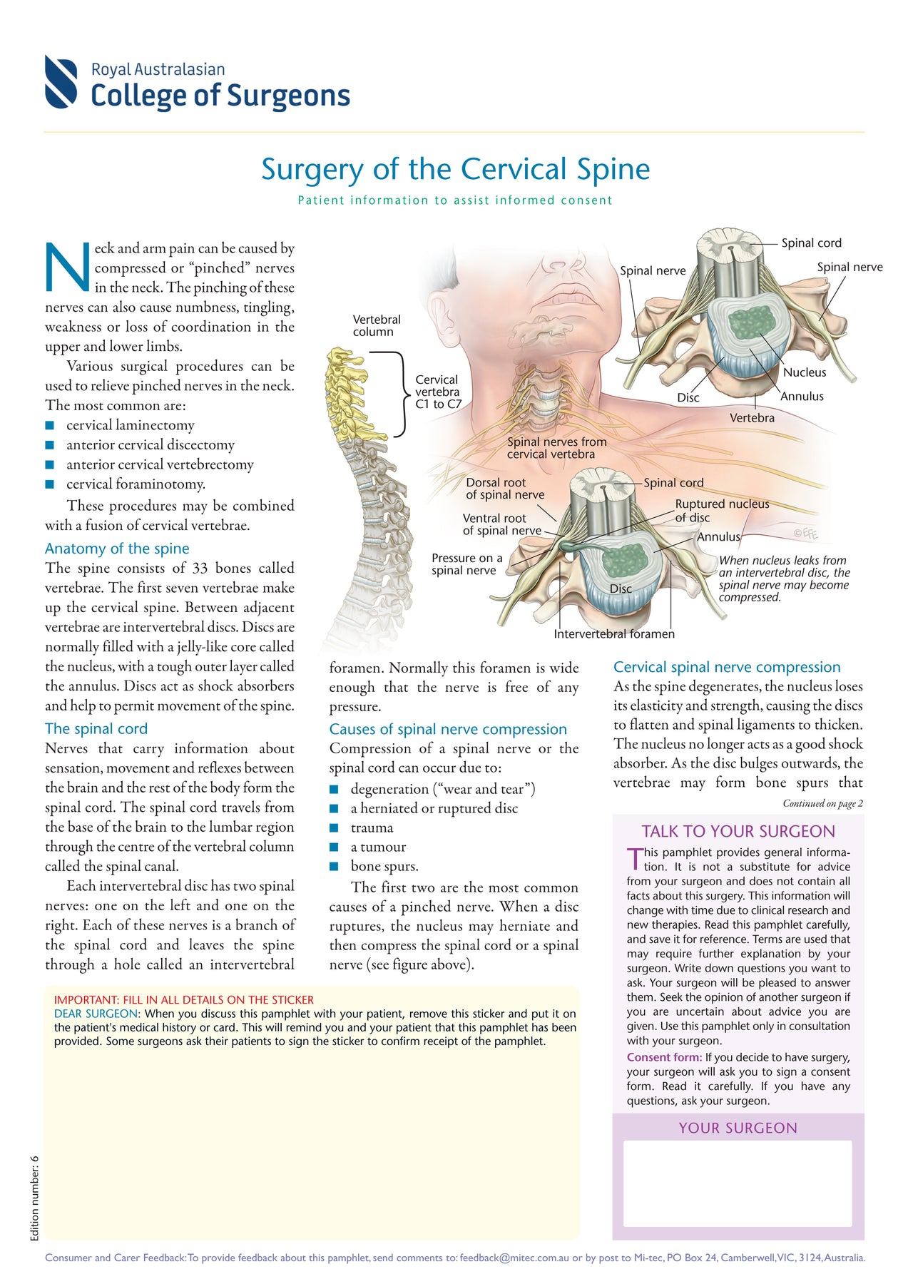 Surgery of the Cervical Spine – Mi-tec Medical Publishing