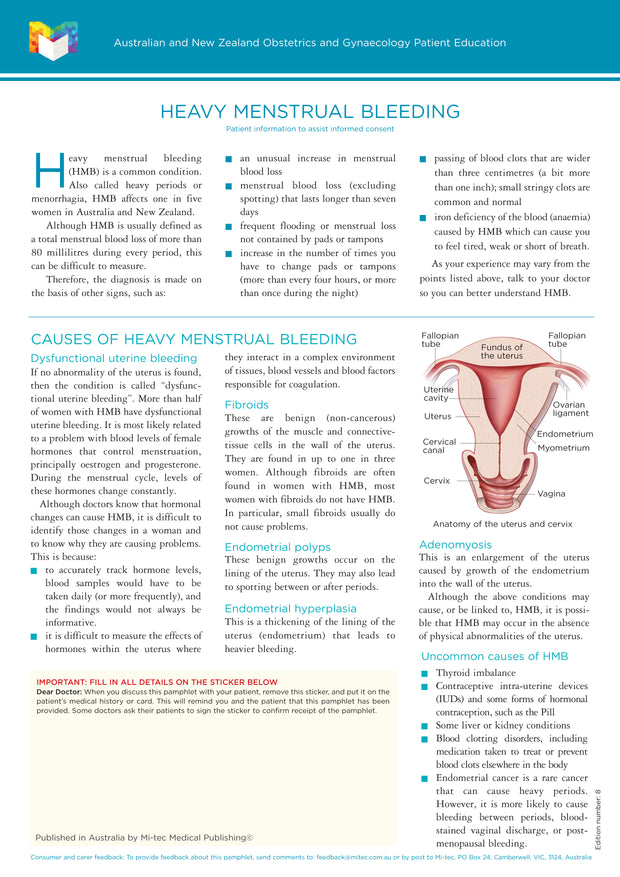 Obstetrics & Gynaecology Patient Education Pamphlets | Mi-tec Medical ...