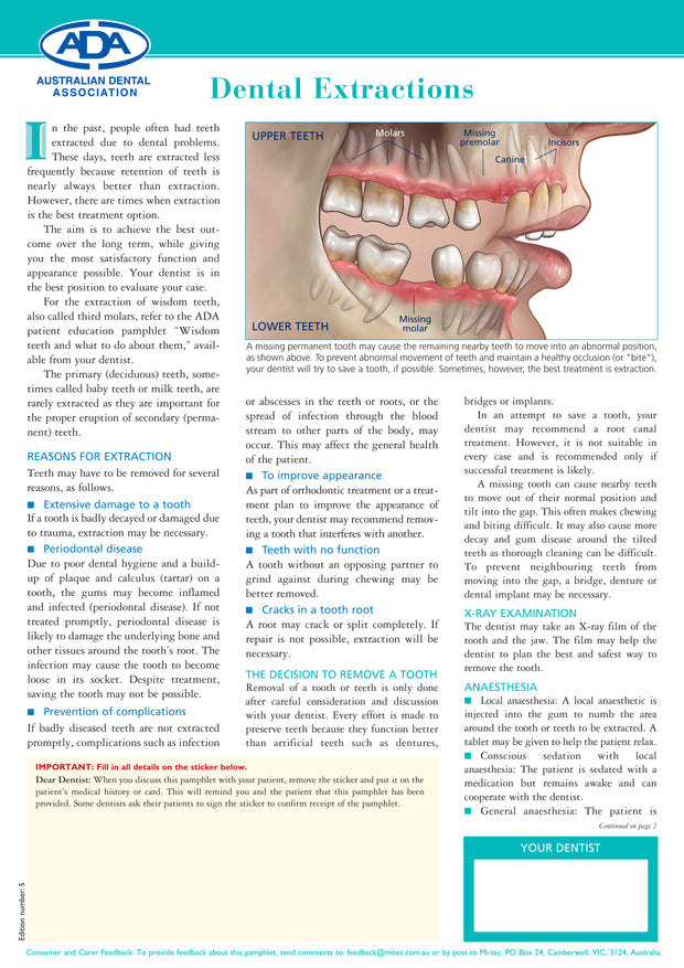 ADA Patient Education Pamphlets for Dentists | Mi-tec Medical Publishing
