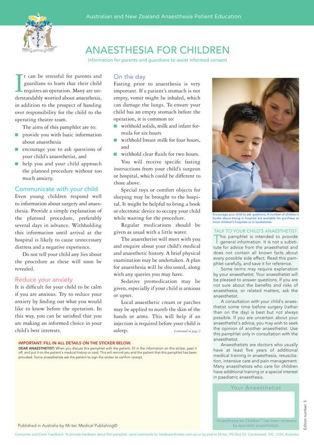Anaesthesia for Children