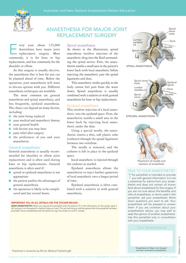 Anaesthesia for Major Joint Replacement Surgery