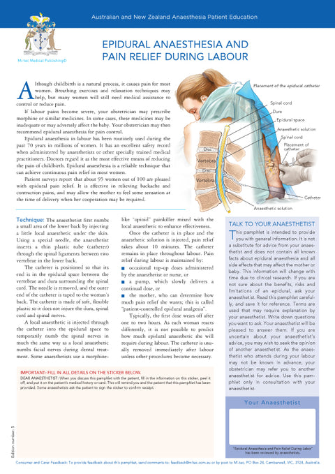 Epidural Anaesthesia and Pain Relief During Labour