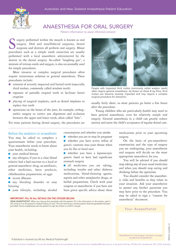 Anaesthesia for Oral Surgery