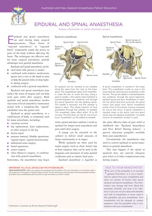 Epidural and Spinal Anaesthesia