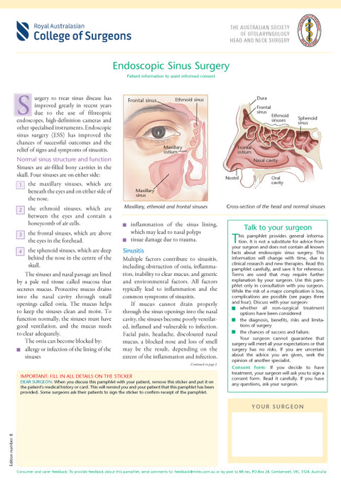 Ess Surgery Endoscopic Sinus Surgery (formally Functional Endoscopic Sinus Surgery ...