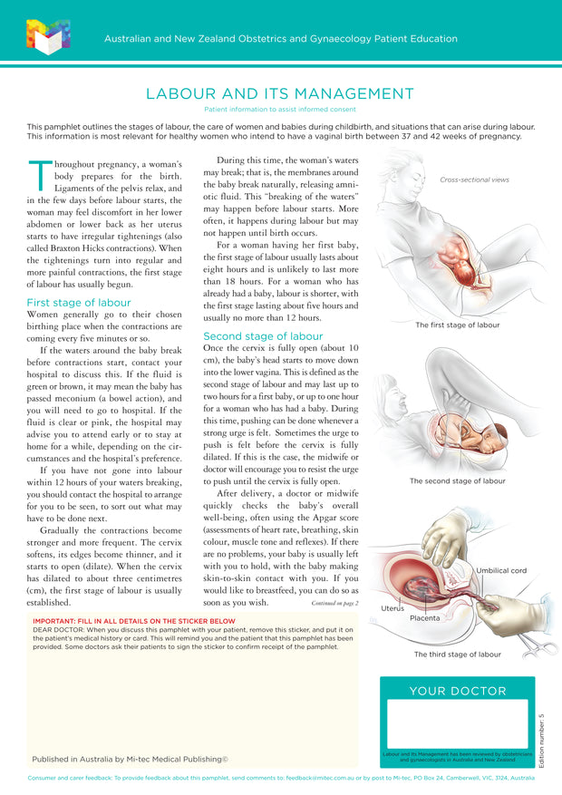 Obstetrics & Gynaecology Patient Education Pamphlets | Mi-tec Medical ...