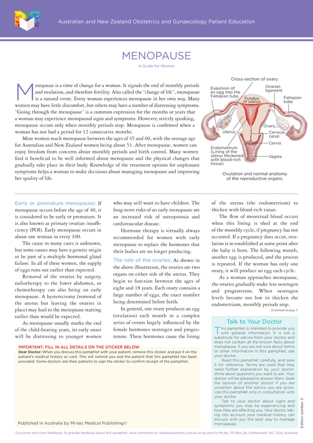 Obstetrics & Gynaecology Patient Education Pamphlets | Mi-tec Medical ...