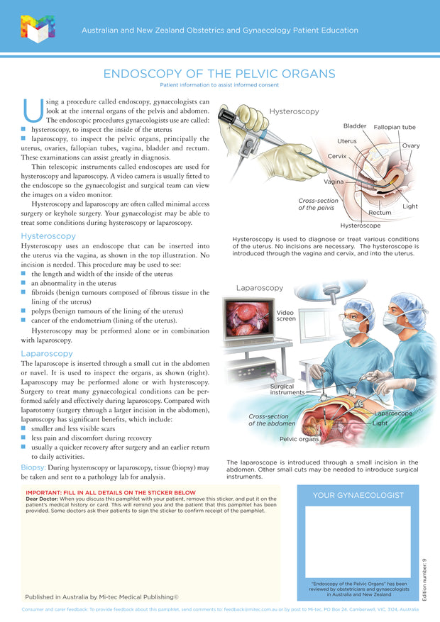 Obstetrics & Gynaecology Patient Education Pamphlets | Mi-tec Medical ...
