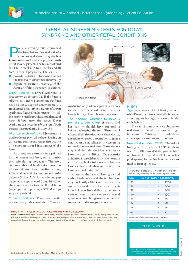 Obstetrics & Gynaecology Patient Education Pamphlets | Mi-tec Medical ...