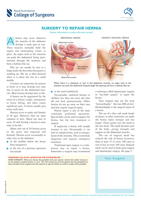 Surgery to Repair Hernia