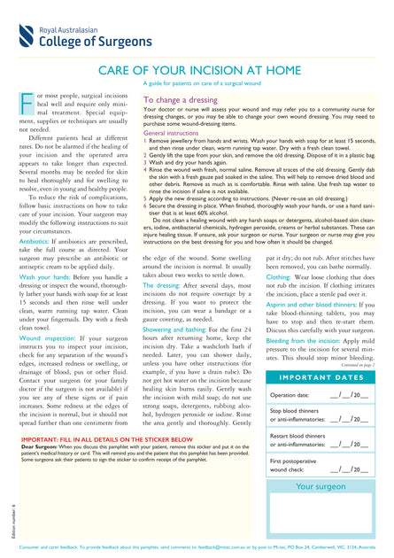 Care of your incision at home – Mi-tec Medical Publishing
